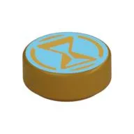 Tile Round 1 x 1 with Medium Azure Hourglass print