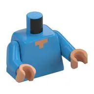 Torso Pixelated Nougat Neck Print, Dark Azure Arms, Nougat Hands