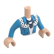 Minidoll Torso Man with Blue Jacket, Dark Blue Trim, Silver Dots, Necklace with Music Note, White Shirt print, Light Nougat Arms and Hands