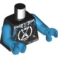 Torso, Hoody, White Hourglass print, Dark Azure Arms and Hands