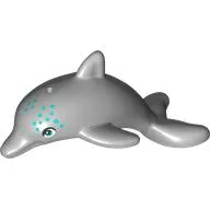 Animal, Dolphin, Jumping with Bottom Axle Holder with Dark Turquoise Eyes, Spots print