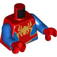 Torso Muscles, Blue Sides and Waist, Gold Webbing, Spider Print (Spider-Man), Blue Arms, Red Hands