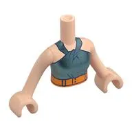 Minidoll Torso Woman with Metal Blue Top, Dark Blue Trim, Orange Belt print, Light Nougat Arms and Hands