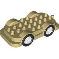 Duplo Car Base 4 x 8 with Four Black Wheels and White Hubs
