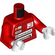 Torso, Racing Suit, White Stitching, Shell, Honda, Nacional, Senna Logos print, Red Arms, White Hands