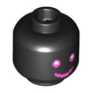 Minifig Head with Pixelated Magenta Eyes and Mouth, Smile/Angry