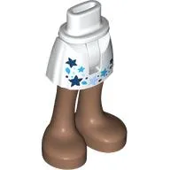 Minidoll Hips and Short Skirt with Medium Brown Legs, Dark Blue/Dark Azure/Bright Light Blue Stars print