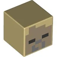 Minifig Head Special, Cube with Pixelated Dark Tan Face Print (Husk)