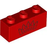 Brick 1 x 3 with Black Crown print
