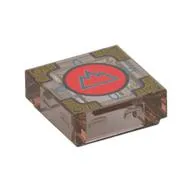 Tile 1 x 1 with Silver Mountain on Red Circle, Gold Decoration print (Cubic Gate)