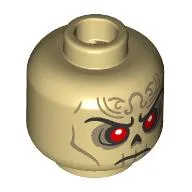 Minifig Head Szass Tam, Black Eyebrows, Red Eyes, Gold Markings, Frown
