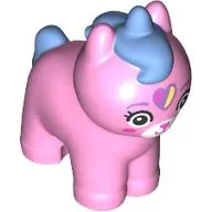 Animal, Cat with Lock Dark Azure between Ears, Tails, White Face, Butterfly print