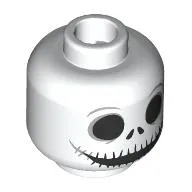 Minifig Head Jack Skellington, Skull, Large Black Eyes, Wide Mouth with Teeth