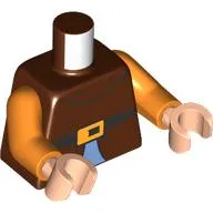 Torso, Black Belt, Bright Light Orange Belt Buckle, Medium Azure Shirt print, Orange Arms, Light Nougat Hands