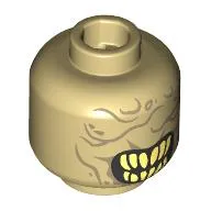 Minifig Head Mouth of Sauron, Dark Tan Wrinkles, Yellow Sharp Teeth Print