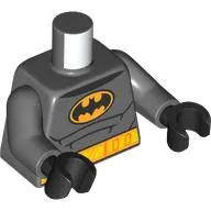 Torso Bodysuit, Muscles, Batman Logo in Yellow Oval with Yellow Belt Front and Back Print, Dark Bluish Gray Arms, Black Hands