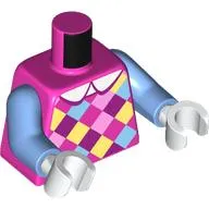 Torso, Bright Pink/Bright Light Blue/Bright Yellow Diagonal Checkered Shirt, White Collar print, Bright Light Blue Arms, White Hands