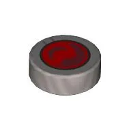 Tile Round 1 x 1 with Red Lens print