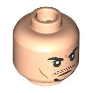 Minifig Head Viktor Krum, Black Eyebrows, Stubble Moustache, Goatee, Smirk/Angry