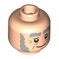 Minifig Head Garrick Ollivander, Thick Light Bluish Grey Eyebrows, Sideburns Tired Smile/Scared
