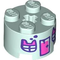 Brick Round 2 x 2 with Dark Pink Door, Windows with Cat Ears print