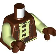 Torso, Reddish Brown Jacket, Dark Orange Trim, Yellowish Green Shirt, Laces, Black Belt print, Yellowish Green Arms, Reddish Brown Hands