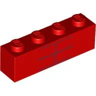 Brick 1 x 4 with 6 Dark Red Stripes Print (Red Hulk Bottom Torso)