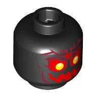Minifig Head Fire Demon, White/Yellow Eyes, Red Eyeshadow, Mouth, Shapes