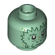 Minifig Head Wooof, Dark Green Dur, Black Eyes, Monkey Nose print