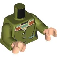 Torso, Jacket, Buttons, Sand Green/Dark Orange Stitched Collar print, Olive Green Arms, Light Nougat Hands