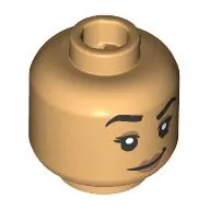 Minifig Head Brite Bomber, Black Eyebrows, Lobsided Smile/Lavender Glasses