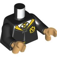 Torso, Robe, Yellow Collar, Hufflepuff Crest, White Shirt, White/Black Tie print, Black Arms, Warm Tan Hands