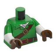 Torso, Dual Molded Arms, Shirt, Dark Red Belt, Gold Buckle, Reddish Brown Strap, White Shirt Print, Bright Green Sleeves Pattern, White Arms, Reddish Brown Hands