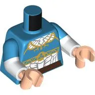 Torso, Dual Molded Arms, Tunic, White Fields, Gold and Silver Decorations print, Dark Azure Sleeves Pattern, White Arms, Light Nougat Hands