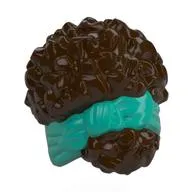 Hair Coiled, Tied Up with Ribbon, Dark Turquoise Pattern