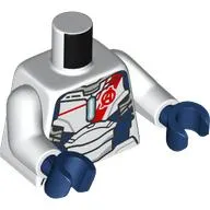 Torso, Dark Blue/Black Iron Legion Armor, Red Avengers Logo print, White Arms, Dark Blue Hands