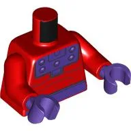 Torso Bodysuit, Dark Purple Breastplate and Belt, Muscles Print (Magneto), Red Arms, Dark Purple Hands