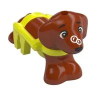 Animal, Dog, Dachshund with Vibrant Yellow Harness Pattern, Bubble in Nose print (Pickle)