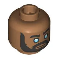 Minifig Head Ezra Bridger, Thick Black Eyebrows, Bright Light Blue Eyes, Black Beard, Moustache, Neutral/Angry