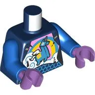 Torso, Dark Azure Unillama (Supply Lama) , Rainbow print, Blue Arms, Medium Lavender Hands