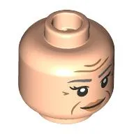 Minifig Head Sleeping Witch, Nougat Eyebrows, Wrinkles, Peach Lips, Open Eyes, Smile/Closed Eyes