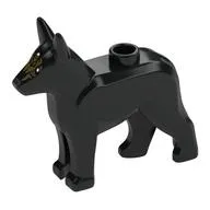 Animal, Dog, Alsatian / German Shepherd (Police Dog) with White Eyes, Silver Nose, Gold Decorations on Face print