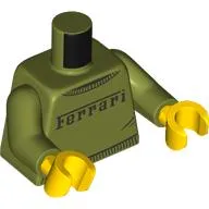 Torso Sweater with 'Ferrari' print, Olive Green Arms, Yellow Hands