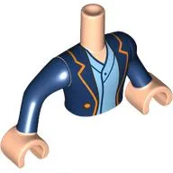 Minidoll Torso with Uniform, Dark Blue Jacket, Gold Trim, Bright Light Blue Shirt print, Dark Blue Arms, Light Nougat Hands