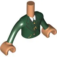 Minidoll Torso Boy with Dark Green Jacket, Gold Decorations, Buttons, White Shirt print, Dark Green Arms, Nougat Hands