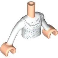 Minidoll Torso with Silver/Metal Blue Dots, Silver Fur Collar print, White Arms, Light Nougat Hands