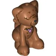 Animal, Dog, Small Sitting Dark Brown Fur Over Eyes, Bright Pink Collar print