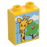 Duplo Brick 1 x 2 x 2 with Measuring Tape, Top Half Giraffe, Tree print