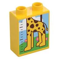 Duplo Brick 1 x 2 x 2 with Measuring Tape, Bottom Half Giraffe, Tree print