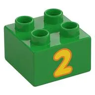 Duplo Brick 2 x 2 with Yellow '2' Print